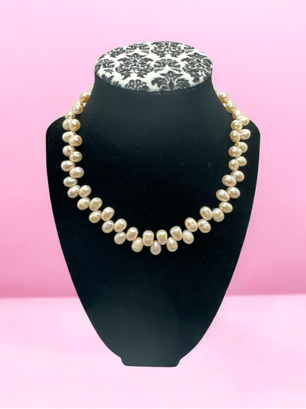 Baroque Cream Pearl 16 Necklace Goldtone Clasp Vintage